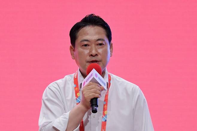 장동혁 국민의힘 대표가 29일 오전 인천 중구 인천국제공항공사 인재개발원에서 열린 국민의힘 연찬회에서 마무리 발언을 하고 있다.  사진=뉴스1