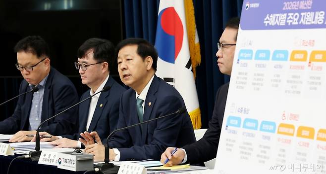 구윤철 경제부총리 겸 기획재정부 장관이 지난 28일 세종시 정부세종청사 중앙동에서 열린 2026년 예산안 및 2025-2029 국가재정운용계획을 발표하고 있다. 2025.8.29/뉴스1  Copyright (C) 뉴스1. All rights reserved. 무단 전재 및 재배포,  AI학습 이용 금지.