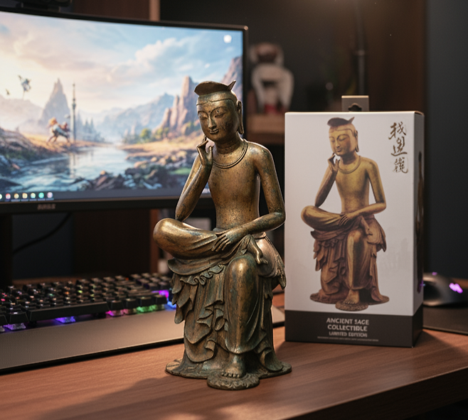 나노바나나에 간단한 프롬프트를 넣어 제작한 반가사유상 3D 피규어 사진. [LM아레나 활용]