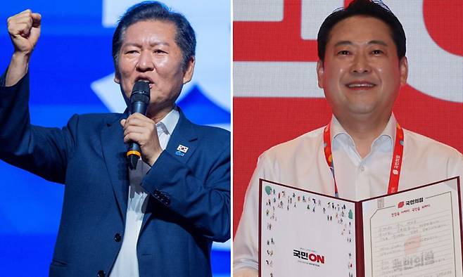 더불어민주당 정청래 대표, 국민의힘 장동혁 대표(왼쪽부터). 연합뉴스