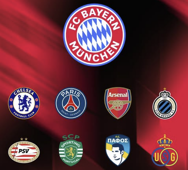 2024-2025시즌 UEFA 챔피언스리그 바이에른 뮌헨의 상대. 뮌헨 공식 SNS 캡처