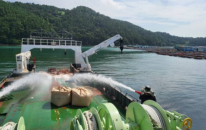 황토 살포 [전남도 제공. 재판매 및 DB 금지]