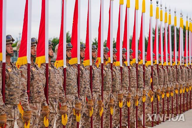 중국 전승절 열병식 예행연습 [신화 연합뉴스 자료사진. 재판매 및 DB 금지]
