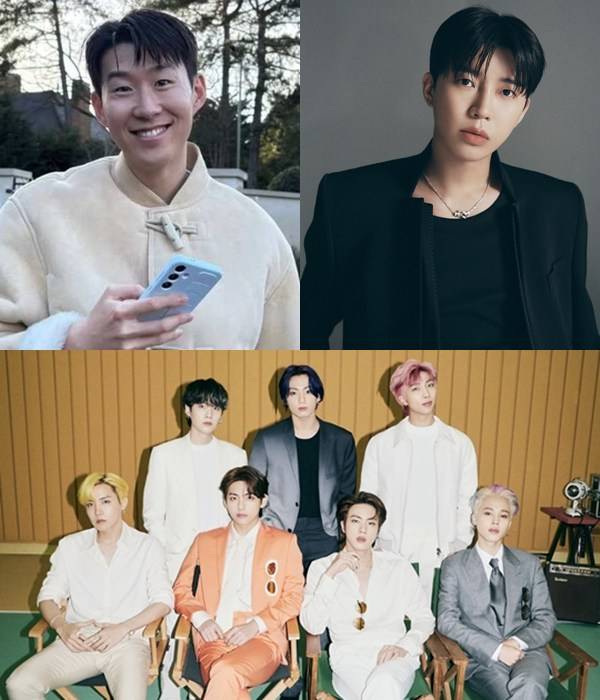 축구선수 손흥민/ⓒ손흥민 SNS,&nbsp;가수 임영웅/ⓒ물고기뮤직,&nbsp;방탄소년단(BTS/RM 진 슈가 제이홉 지민 뷔 정국)/ⓒ빅히트 뮤직