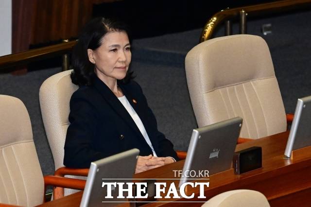 국민의힘은 30일 대통령실이 이진숙 방송통신위원장 면직을 검토한다고 밝힌 데 대해 "임은정 서울동부지검장에게도 똑같은 잣대를 들이대야 한다"고 주장했다. 사진은 이진숙 방송통신위원장. /남윤호 기자.