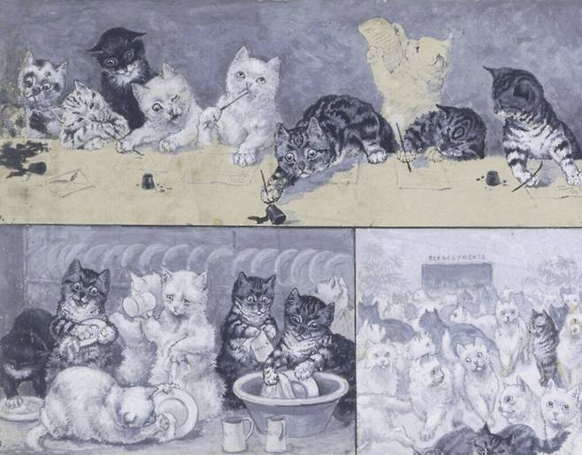 '아기 고양이들의 크리스마스 파티' 세부.