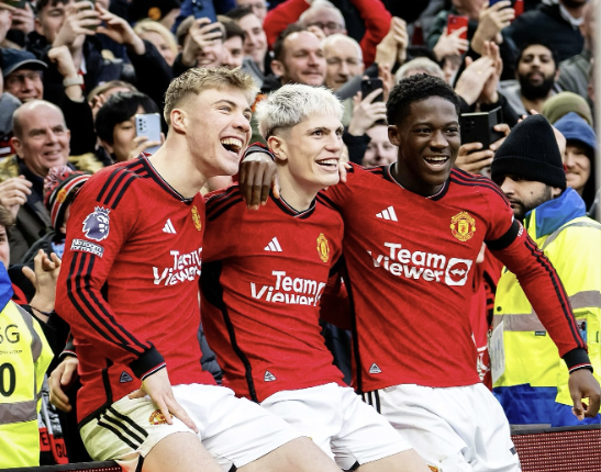 왼쪽부터 라스무스 호일룬, 알레한드로 가르나초, 코비 마이누. 파브리지오 로마노 SNS 캡처