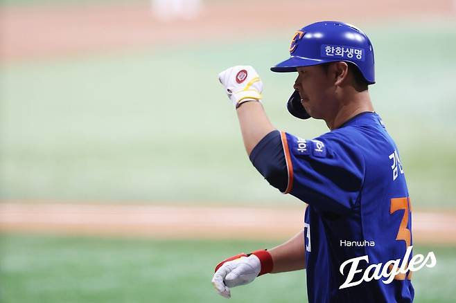 ▲ 채은성의 대체자 격으로 콜업된 김인환은 가능성과 아쉬움을 모두 남기고 있다 ⓒ한화 이글스