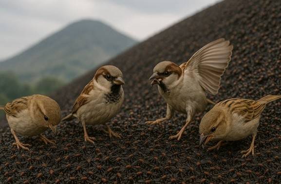 AI로 만든 참새가 러브버그 먹는 이미지 [SNS 캡처. 재판매 및 DB 금지]
