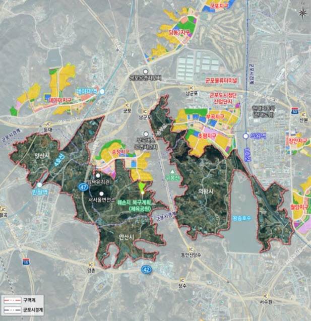 안산,군포,의왕 3기 신도시 개발계획도. 사진=의왕시청