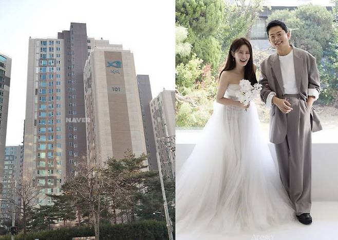 서울 용산구 이촌동 LG한강자이(왼쪽)과 코미디언 부부 김준호·김지민. (사진=네이버부동산, 김지민 사회관계망서비스)