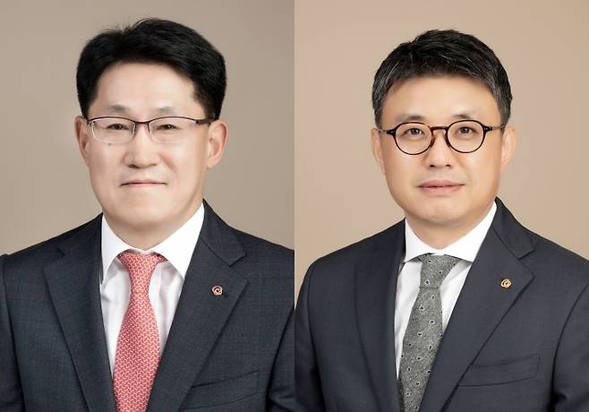 왼쪽부터 류두형 한화글로벌 대표이사 내정자, 김종서 한화엔진 대표이사 내정자. (한화그룹 제공)