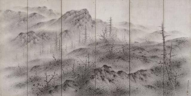 청전 이상범의 1945년작 '효천귀로'는 1945년 8월 15일 광복되던 날 당일에 그린 그림이다. 새벽 안개 자욱한 들판의 언덕을 넘어 소 끌고 돌아가는 촌부를 묘사했다. '귀로'와 소재가 같지만 화풍은 그가 1938년경부터 관전양식에서 벗어나 한국적 정서를 녹인 '청전양식'으로의 진행을 보여준다. 국립현대미술관 제공