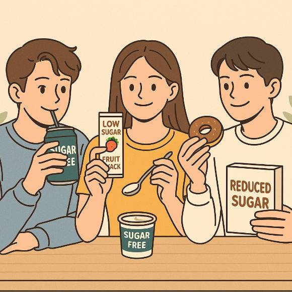 알룰로스·스테비아 등 대체 감미료를 활용한 저당 식품이 대세로 떠오르고 있다. [사진=챗지피티]