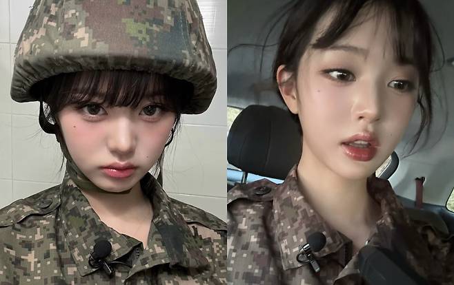 그룹 아이브 장원영이 훈련 전 활기찬 모습과 달리, 훈련 직후 흐트러진 머리와 초점 잃은 눈빛이 담긴 사진을 공개했다. 장원영 인스타그램 캡처