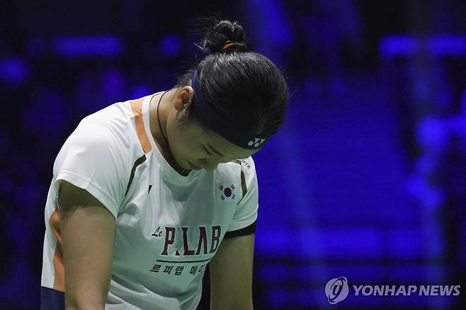 세계개인배드민턴선수권대회 준결승전에서 탈락한 안세영 [AP=연합뉴스]