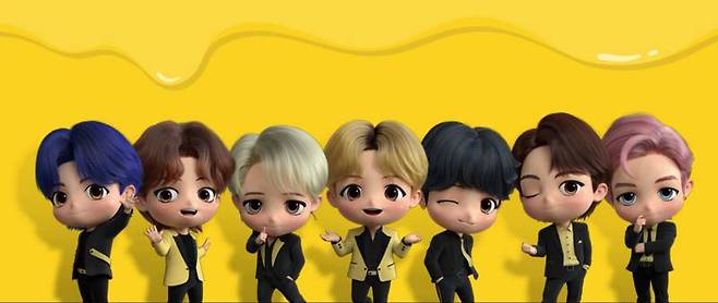 BTS 멤버들의 실물을 바탕으로 만든 타이니탄 캐릭터들