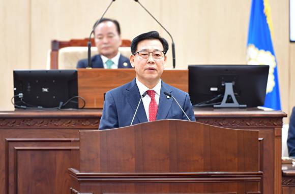 국민의힘 홍순철 청주시의원 5분 자유발언 모습. [사진=청주시의회]