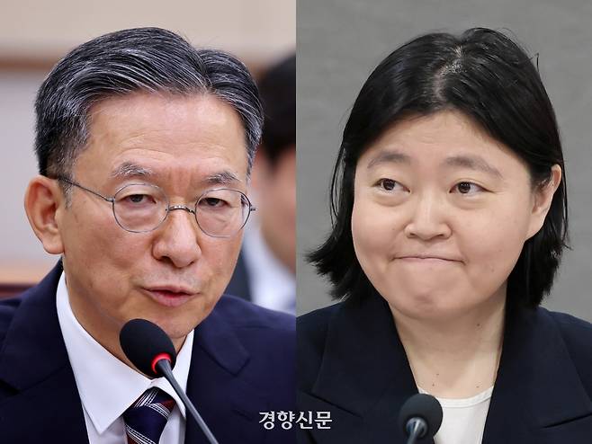 정성호 법무부 장관(왼쪽)과 임은정 서울동부지검장. 박민규 선임기자·성동훈 기자