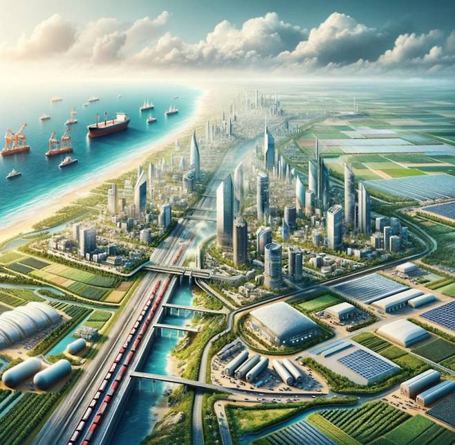 도널드 트럼프 미국 정부에서 논의 중인 것으로 알려진 가자지구 개발 계획안에 담긴 개발 이후 가자지구 조감도 /사진='커다란 신뢰(GREAT Trust)' 계획서