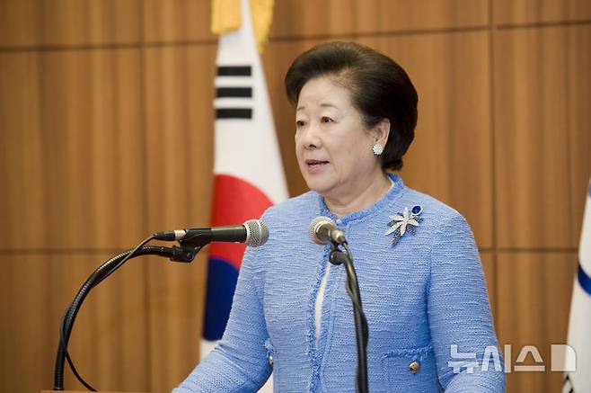 [서울=뉴시스] 한학자 통일교 총재 모습 (사진 = 통일교 제공) 2025.09.01. photo@newsis.com *재판매 및 DB 금지