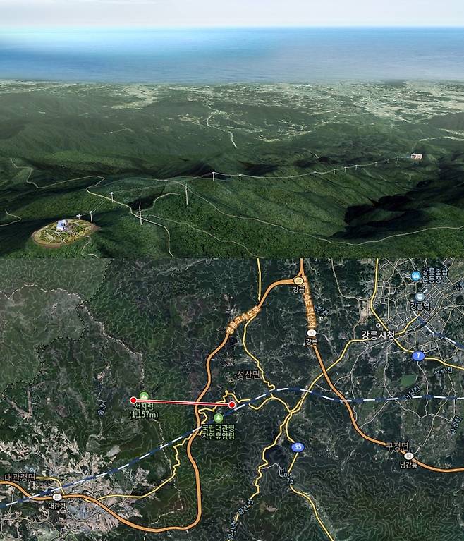 강릉∼평창 대관령 케이블카 노선도·위치도 [강릉시 제공.재판매 및 DB 금지]