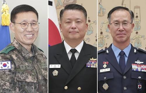 육군총장 김규하·해군총장 강동길·공군총장 손석락 [연합뉴스 자료사진]