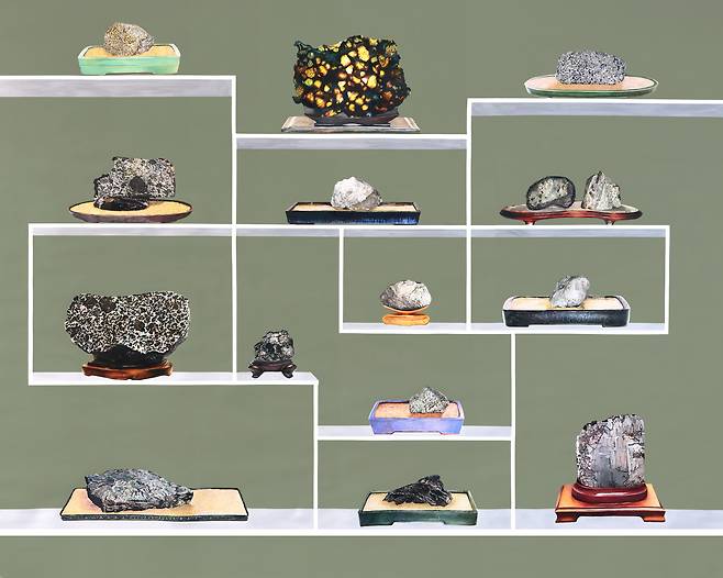 갈라 포라스-김(b. 1984) 〈15 Rocks from outer space〉 2025 Colored pencil and Flashe on paper 182.9 x 228.6 cm Courtesy of the artist and Kukje Gallery 사진: Gala Porras-Kim Studio 이미지 제공: 국제갤러리