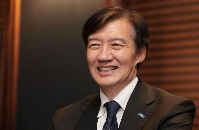 조국혁신당 조국 혁신정책연구원장이 서울 영등포구 여의도의 한 호텔에서 연합뉴스와 인터뷰를 하고 있다. 연합뉴스