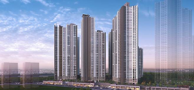 대우건설이 경남의 한 지역에서 시공한 아파트단지 조감도. 대우건설 누리집 갈무리