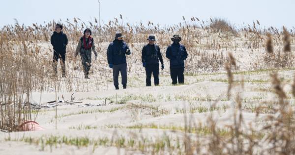 지난 4월 7일 부산 낙동강 하구 도요등에서 국제신문 취재팀이 낙동강에코센터 연구자들과 함께 쇠제비갈매기 서식지를 모니터링하고 있다. 이원준 기자 windstorm@kookje.co.kr