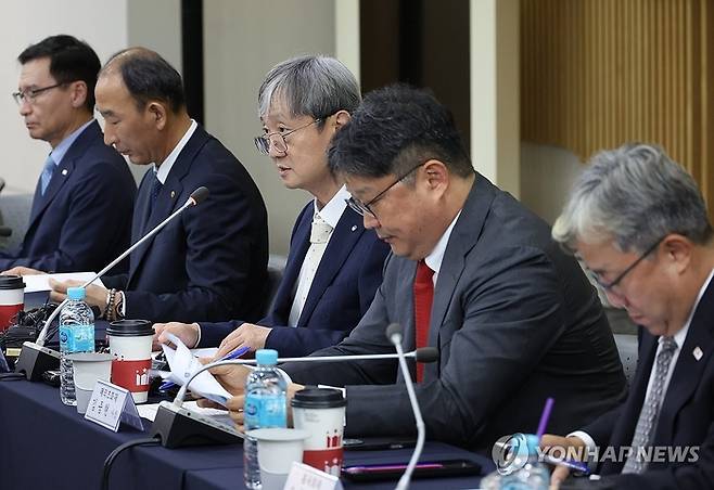 이찬진 금융감독원장이 지난 1일 종로구 생명보험교육문화센터에서 열린 보험회사 CEO 간담회에서 발언을 하고 있다. [사진 출처 = 연합뉴스]