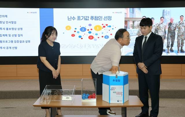 2일 정부대전청사에서 2026년도에 입영할 카투사를  전산추첨으로 공개 선발 하고 있다. 병무청 제공