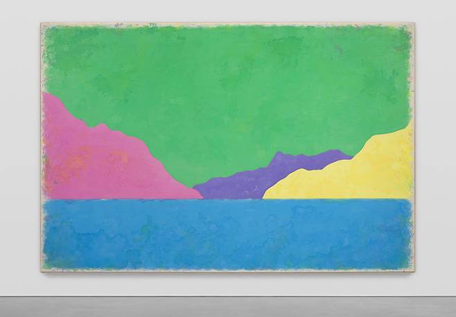 우고 론디노네, 〈dritteraugustzweitausendfünfundzwanzig〉, 2025, watercolor on canvas, artist's frame, 201.9 x 301.6 cm © Ugo Rondinone. Courtesy of the artist and Gladstone *재판매 및 DB 금지