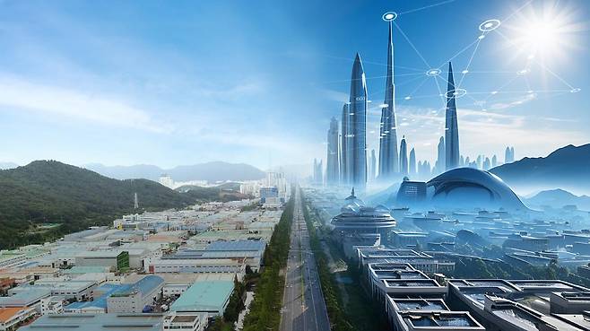 AI가 그린 창원국가산단 현재·미래. 창원시 제공