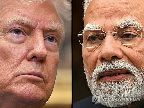 도널드 트럼프(왼쪽) 미국 대통령과 나렌드라 모디 인도 총리의 모습. AFP연합뉴스