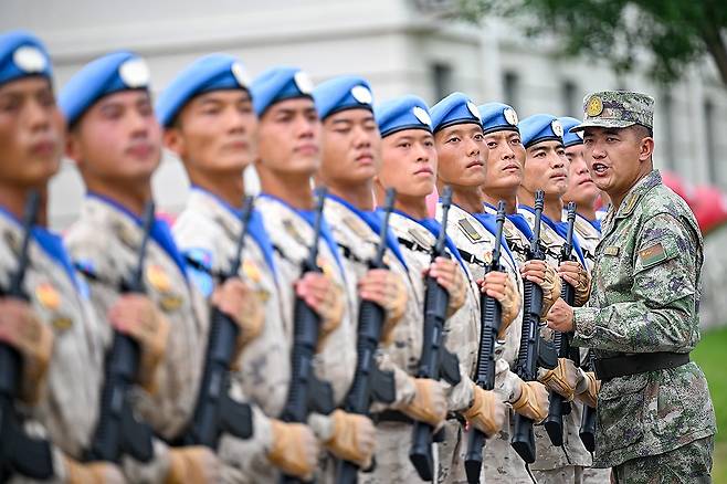 중국 항일전쟁 승리 80주년 열병식 예행연습 [신화 연합뉴스 자료사진]