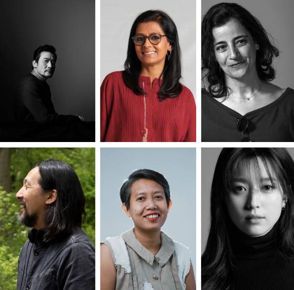 제30회 부산국제영화제 심사위원으로 위촉된 영화인들. 왼쪽 위부터 시계 방향으로 양가휘, 난디타 다스, 마르지예 메쉬키니, 한효주, 율리아 에비나 바하라, 코고나다. BIFF 제공
