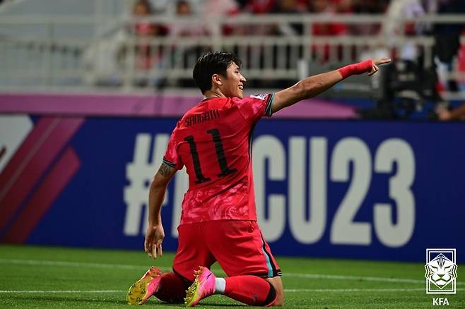 U-23 국가대표팀 시절 정상빈. 사진 | 대한축구협회