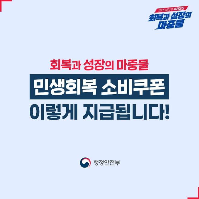 민생회복지원금 2차 지급 소득 기준 및 사용처 확대 ©행정안전부