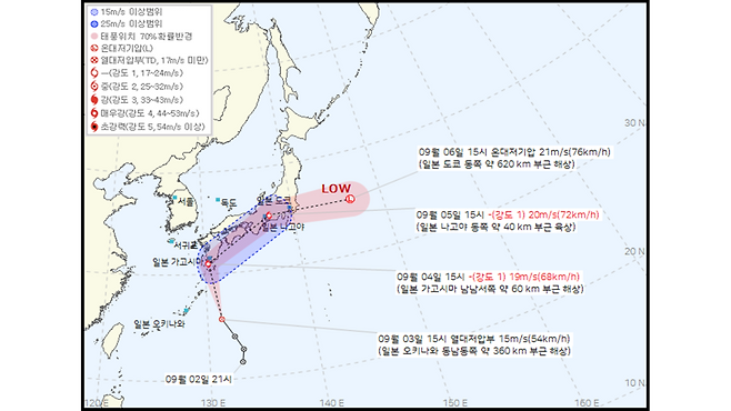 태풍 예상 이동경로 (사진, 기상청)