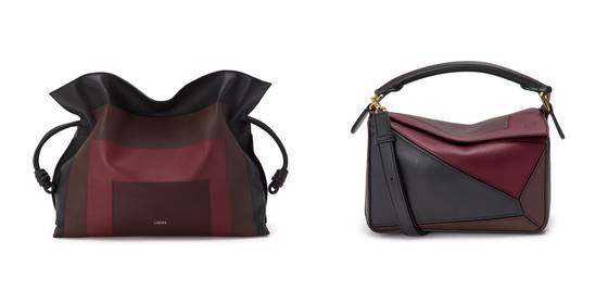 요제프 알베르스의 작품을 입은 플라멩코 클러치와 퍼즐백. 사진 로에베