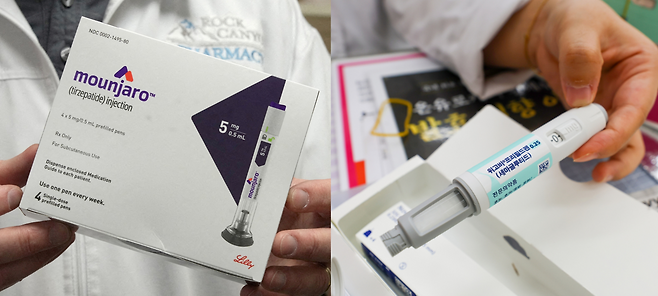 일라이릴리의 비만치료제 마운자로(왼쪽)와 노보 노디스크의 비만치료제 위고비. [로이터, 연합]