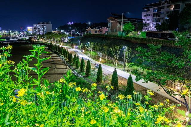 ▲ 예천읍 옛철뚝길 야경(예천군 제공)