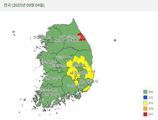9월 4일 가뭄 현황 지도(사진= 국가가뭄정보포털)