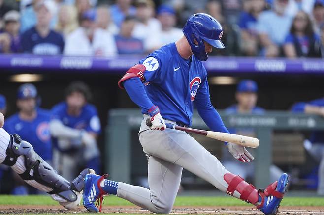 <yonhap photo-3019="">후반기 타격 슬럼프가 심각한 수준인 피트 크로우 암스트롱. [AP=연합뉴스]</yonhap>