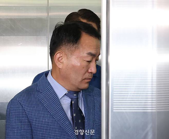 김계환 전 해병사령관이 지난 7월16일 서울 서초구 순직해병특검 사무실에 출석하고 있다. 김창길 기자