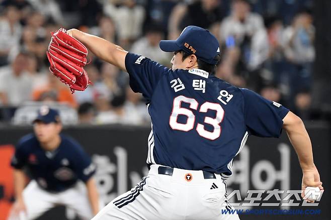 21일 대전 한화생명볼파크에서 열린 한화 이글스와 두산 베어스의 경기. 두산 김택연이 역투하고 있다. 대전=박재만 기자 pjm@sportschosun.com/2025.08.21/