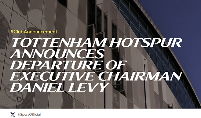 레비 회장 사임을 공식 발표한 토트넘. 토트넘 홋스포 공식 홈페이지 캡처