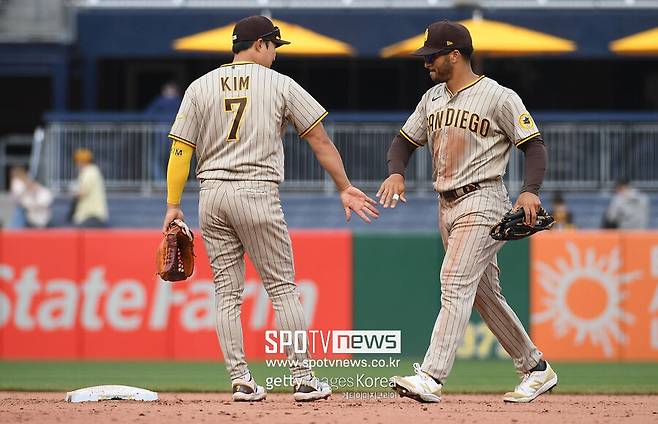 ▲ 샌디에이고 파드리스 시절 김하성과 트렌트 그리샴